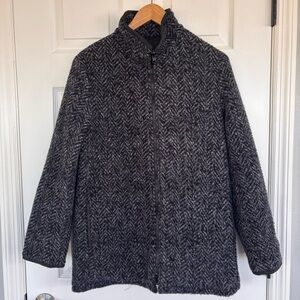 Braetan Black and Gray Herringbone Teddy Jacket Reversible